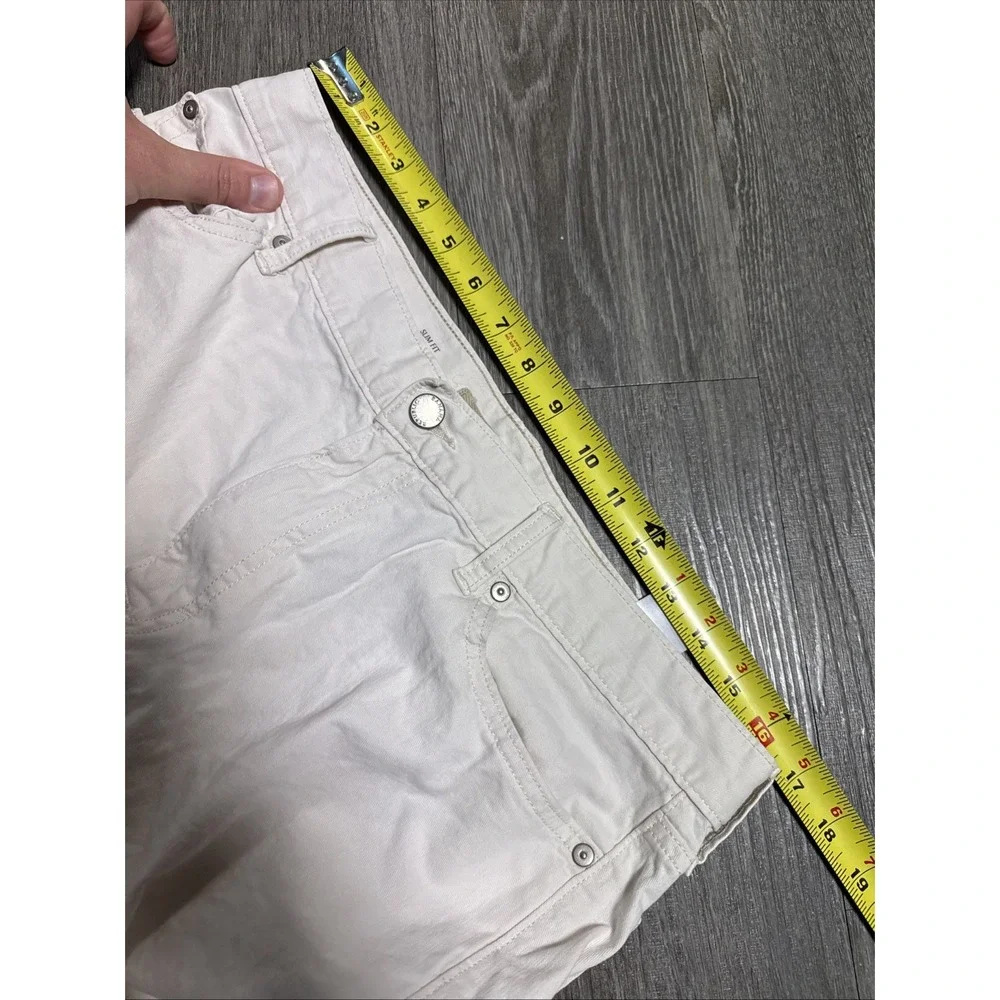 Banana Republic Pants Mens Size 33x30 Cream Green Washwell Linen Slim Fit